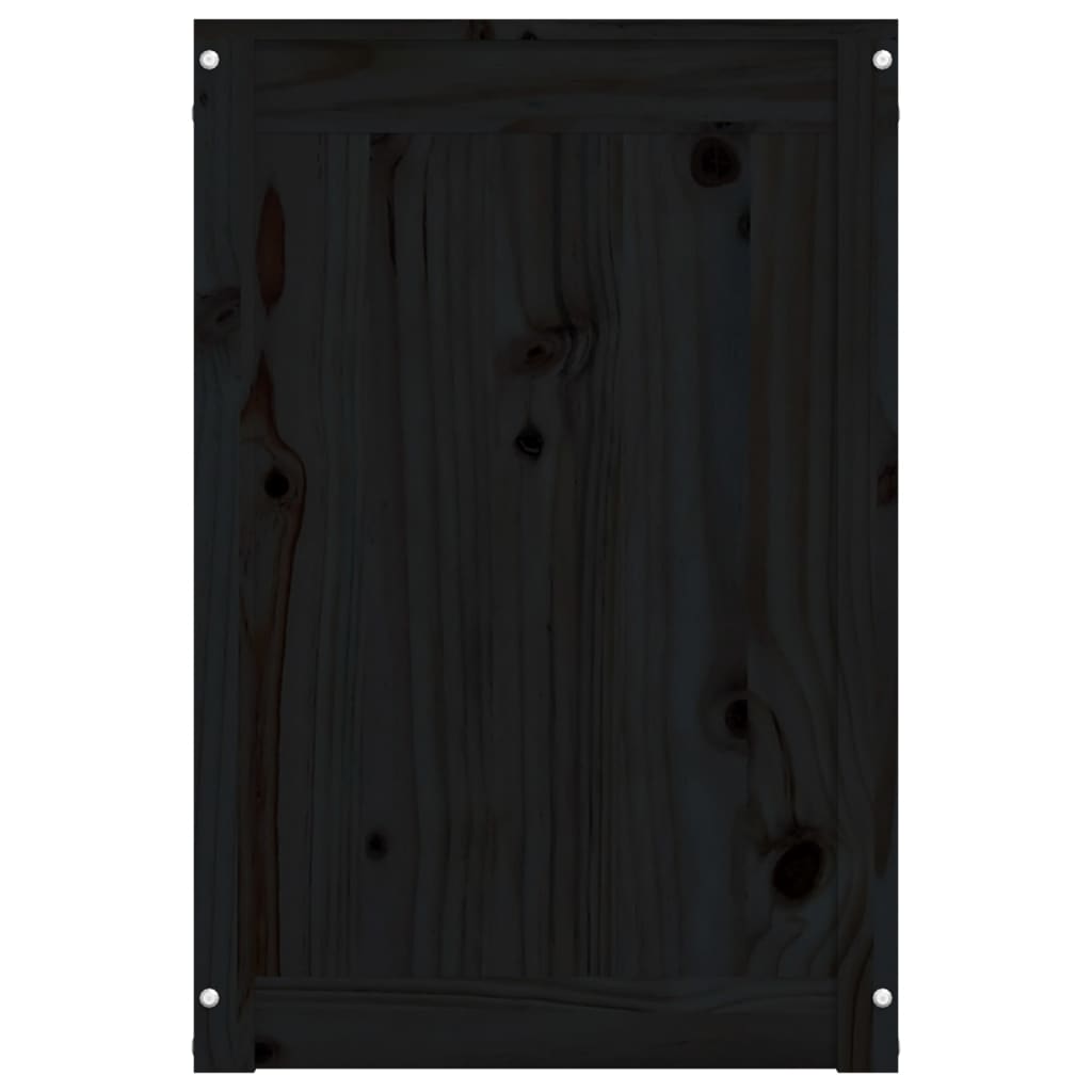 Contenitore per Bucato Nero 88,5x44x66 cm Legno Massello Pino - homemem39