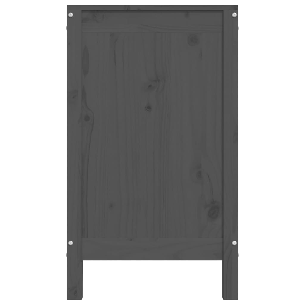 Contenitore per Bucato Grigio 88,5x44x76 cm Legno Massello Pino - homemem39