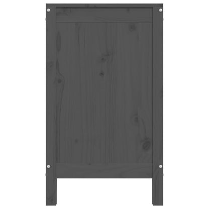 Contenitore per Bucato Grigio 88,5x44x76 cm Legno Massello Pino - homemem39