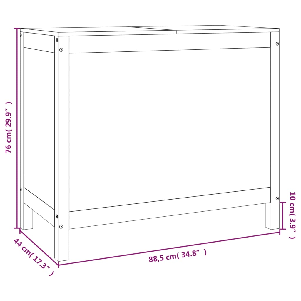 Contenitore per Bucato Grigio 88,5x44x76 cm Legno Massello Pino - homemem39