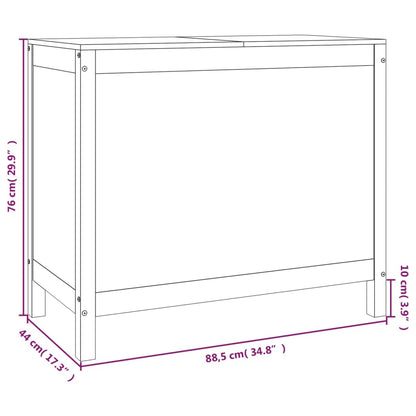 Contenitore per Bucato Nero 88,5x44x76 cm Legno Massello Pino - homemem39