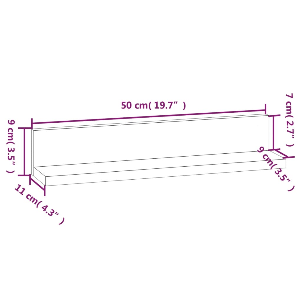 Mensole da Parete 2 pz Miele 50x11x9cm Legno Massello di Pino - homemem39