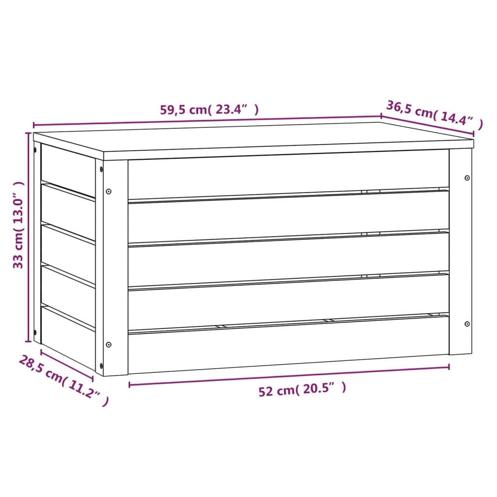 Contenitore Portaoggetti 59,5x36,5x33 cm Legno Massello Pino - homemem39