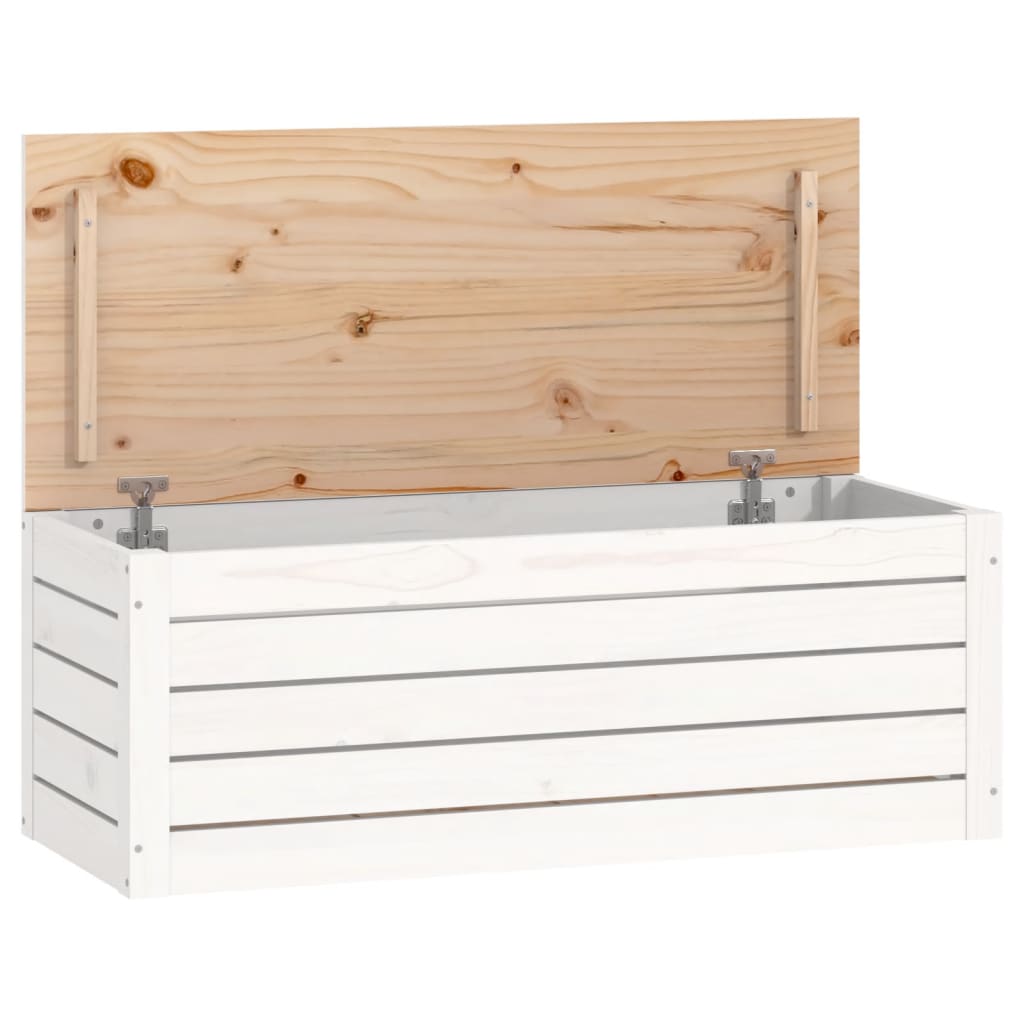 Contenitore Portaoggetti Bianco 89x36,5x33cm Massello di Pino - homemem39