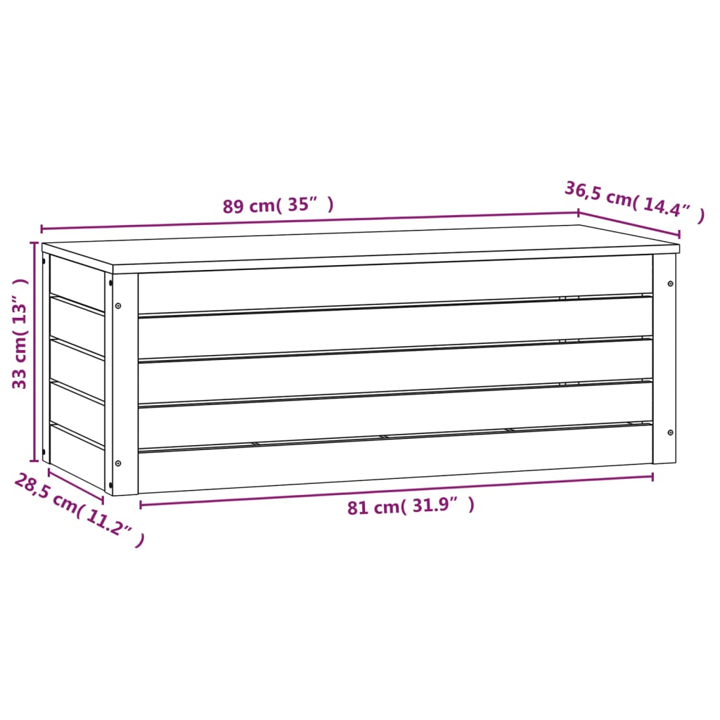 Contenitore Portaoggetti Bianco 89x36,5x33cm Massello di Pino - homemem39