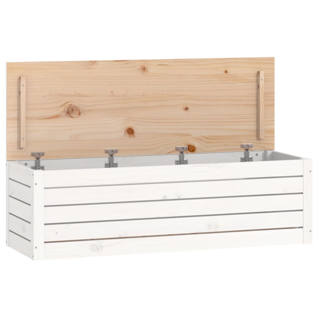 Contenitore Portaoggetti Bianco 109x36,5x33cm Massello di Pino - homemem39