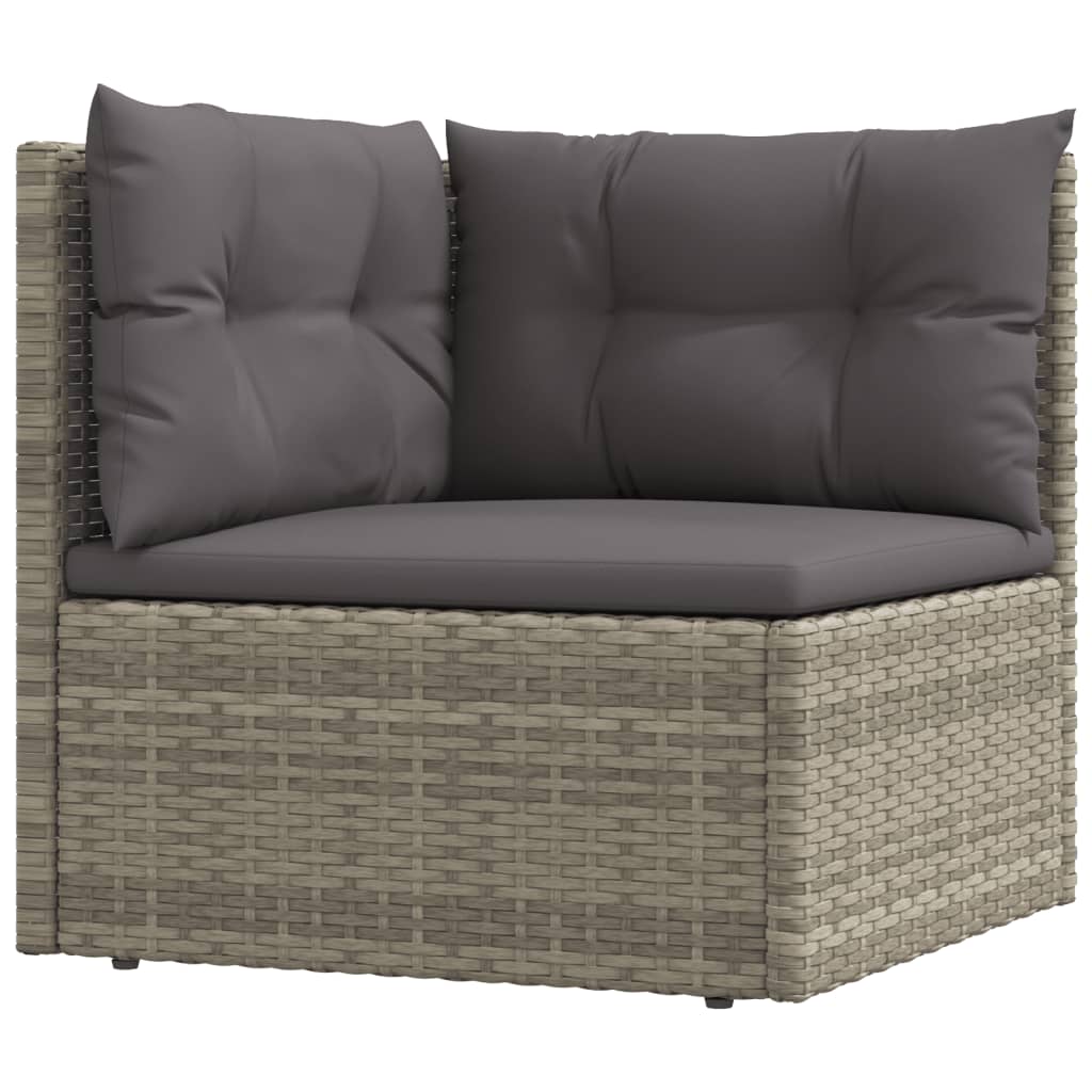 Divano Angolare da Giardino con Cuscini in Polyrattan Grigio - homemem39