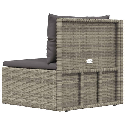 Divano Angolare da Giardino con Cuscini in Polyrattan Grigio - homemem39