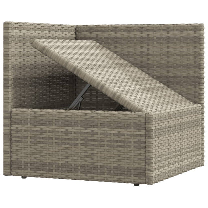 Divano Angolare da Giardino con Cuscini in Polyrattan Grigio - homemem39