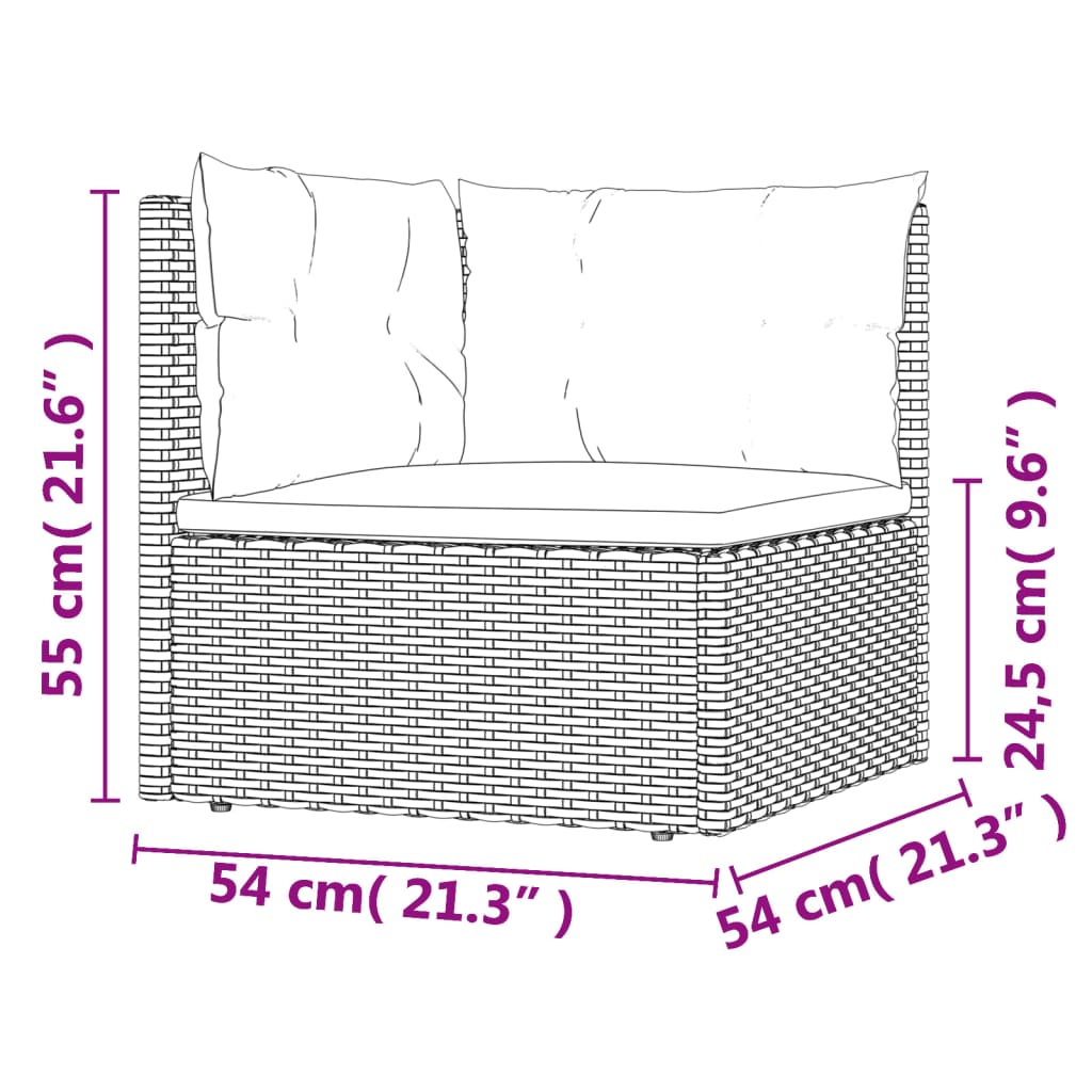 Divano Angolare da Giardino con Cuscini in Polyrattan Grigio - homemem39