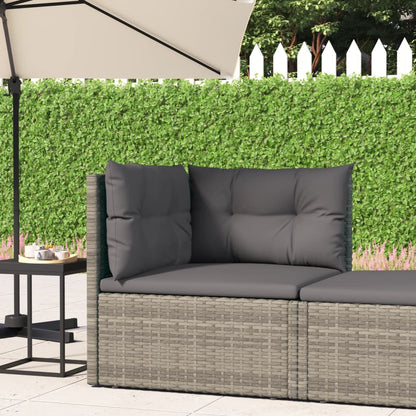 Divano Angolare da Giardino con Cuscini in Polyrattan Grigio - homemem39