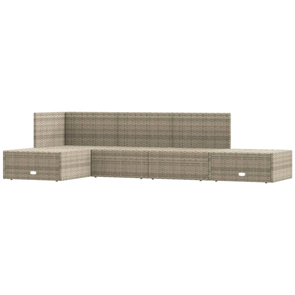 Set Divani da Giardino 5 pz con Cuscini in Polyrattan Grigio - homemem39