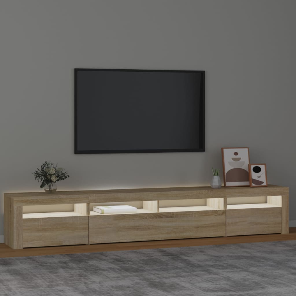 Mobile Porta TV con Luci LED Rovere Sonoma 240x35x40 cm - homemem39