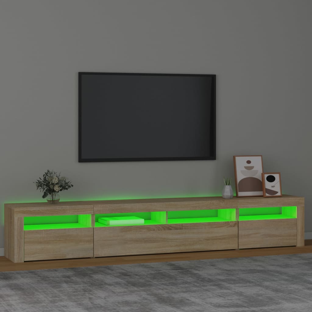 Mobile Porta TV con Luci LED Rovere Sonoma 240x35x40 cm - homemem39