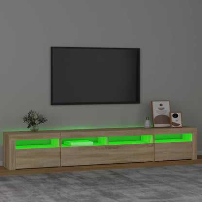 Mobile Porta TV con Luci LED Rovere Sonoma 240x35x40 cm - homemem39