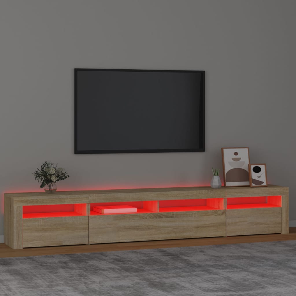 Mobile Porta TV con Luci LED Rovere Sonoma 240x35x40 cm - homemem39