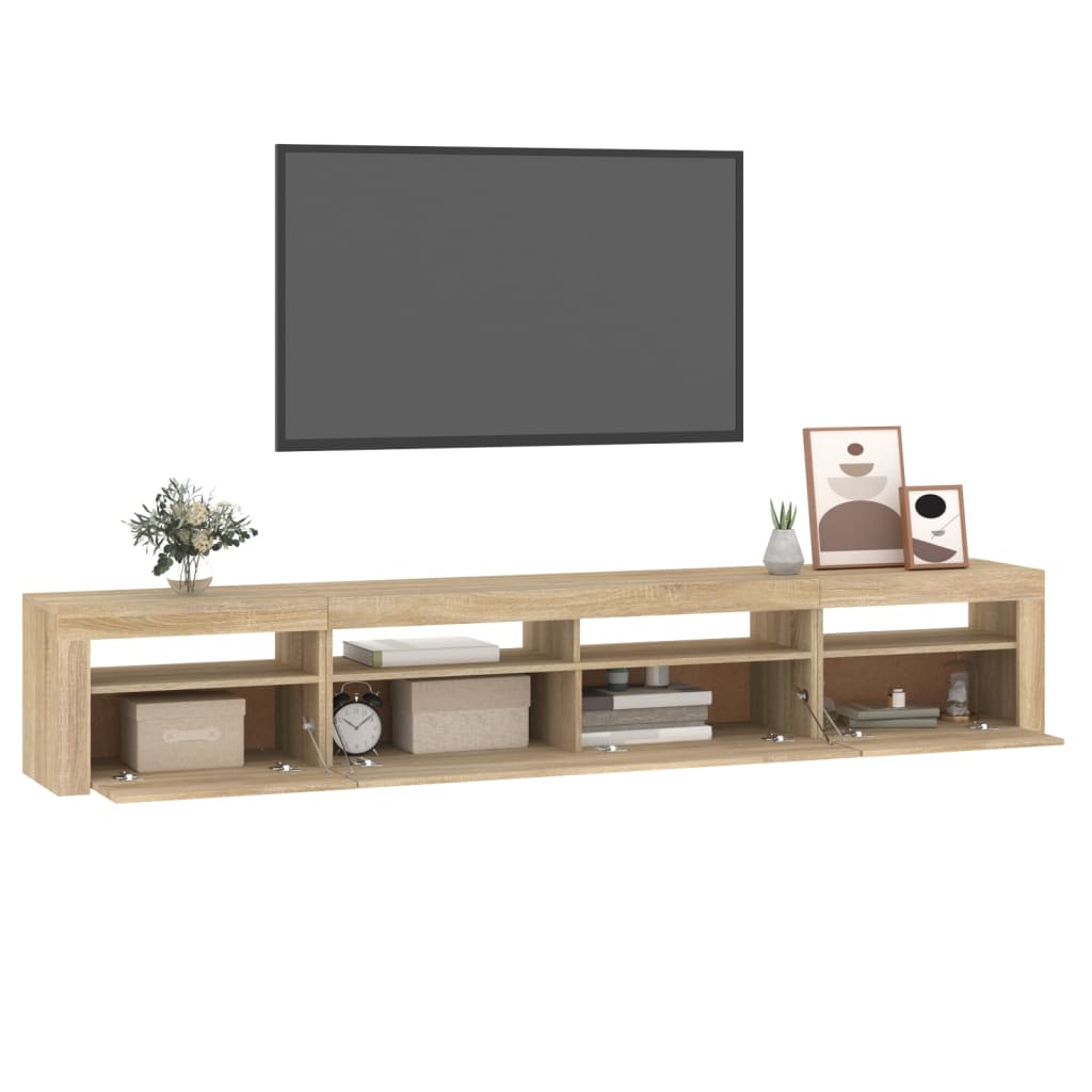 Mobile Porta TV con Luci LED Rovere Sonoma 240x35x40 cm - homemem39