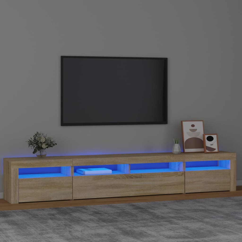 Mobile Porta TV con Luci LED Rovere Sonoma 240x35x40 cm - homemem39