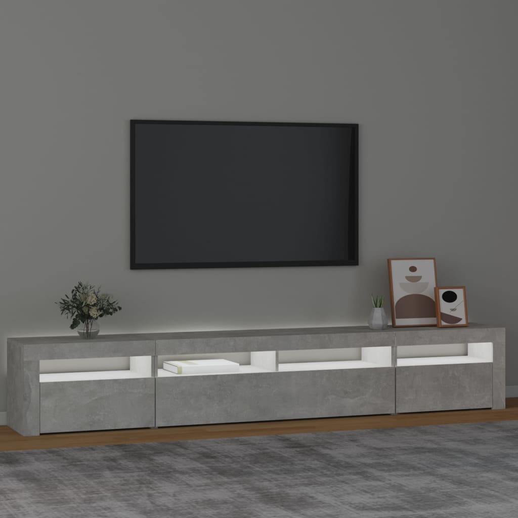 Mobile Porta TV con Luci LED Grigio Cemento 240x35x40 cm - homemem39