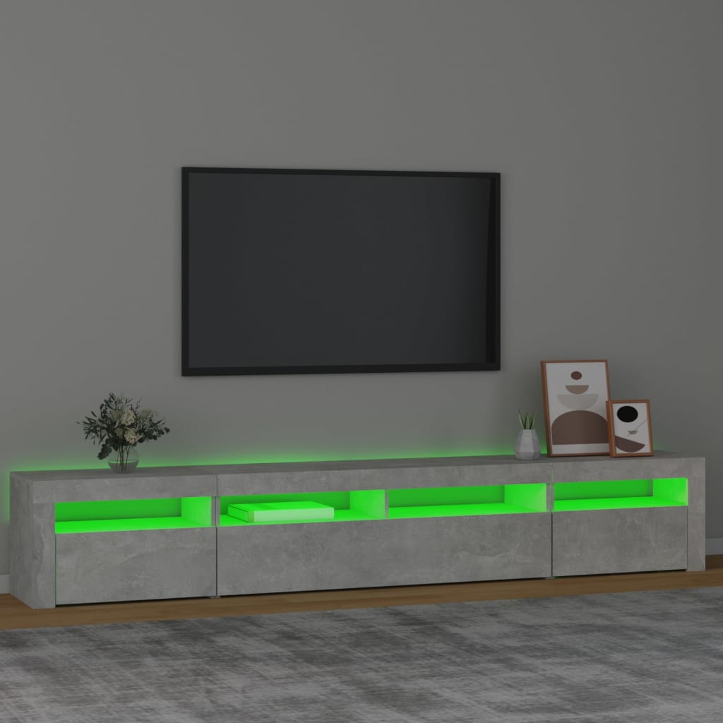 Mobile Porta TV con Luci LED Grigio Cemento 240x35x40 cm - homemem39