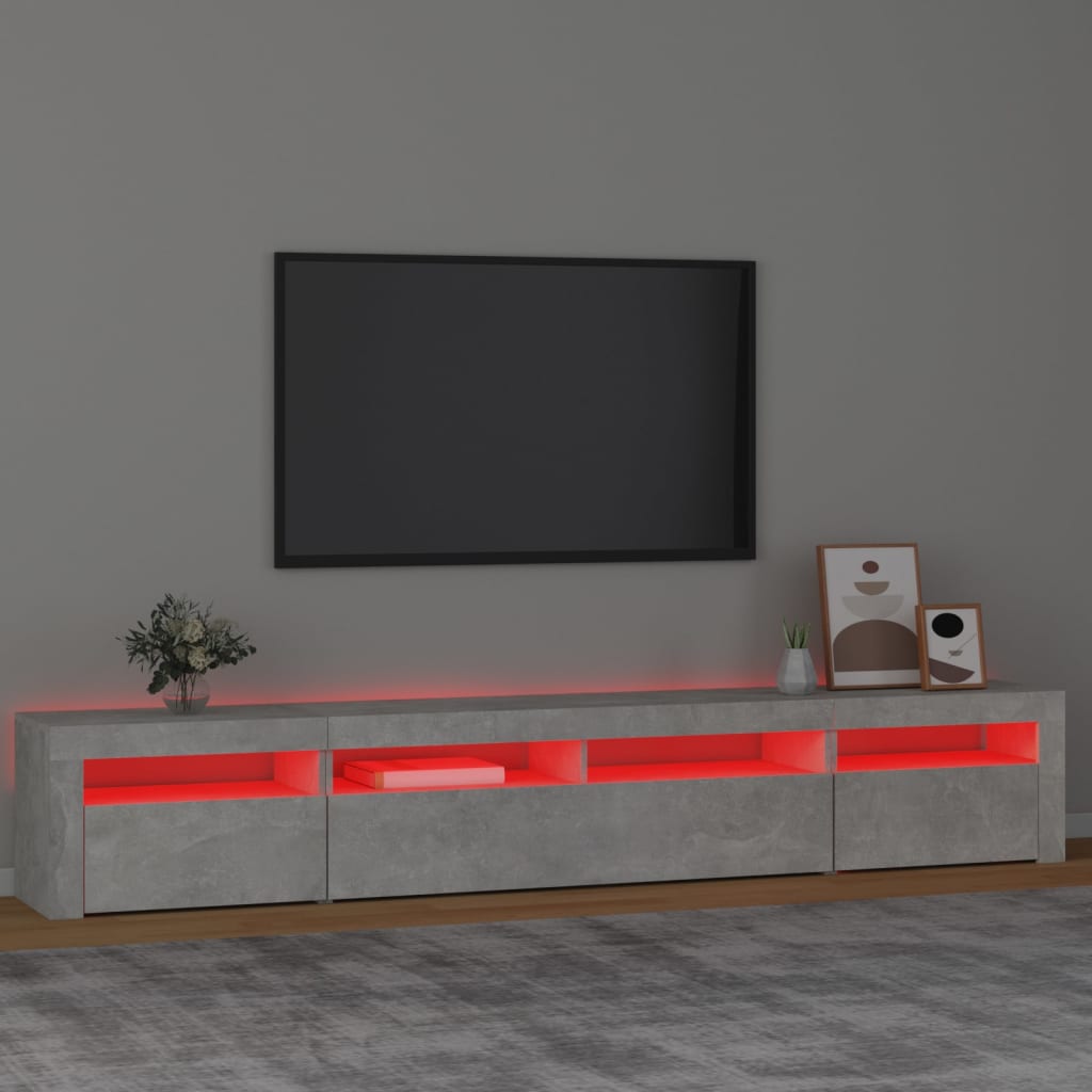 Mobile Porta TV con Luci LED Grigio Cemento 240x35x40 cm - homemem39