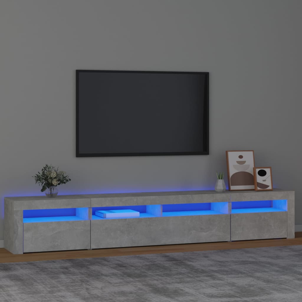 Mobile Porta TV con Luci LED Grigio Cemento 240x35x40 cm - homemem39