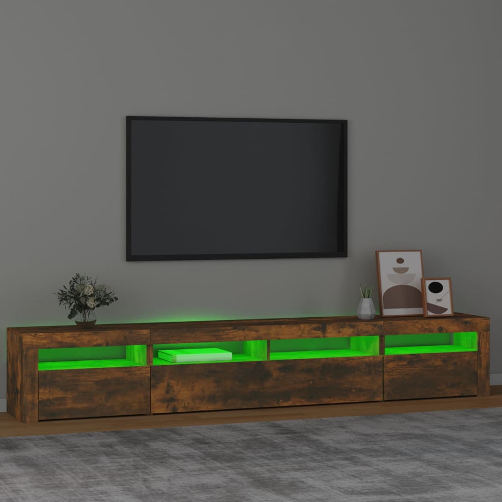 Mobile Porta TV con Luci LED Rovere Fumo 240x35x40 cm - homemem39