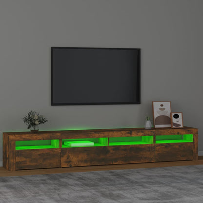 Mobile Porta TV con Luci LED Rovere Fumo 240x35x40 cm - homemem39