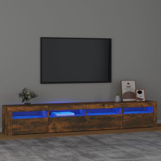 Mobile Porta TV con Luci LED Rovere Fumo 240x35x40 cm - homemem39