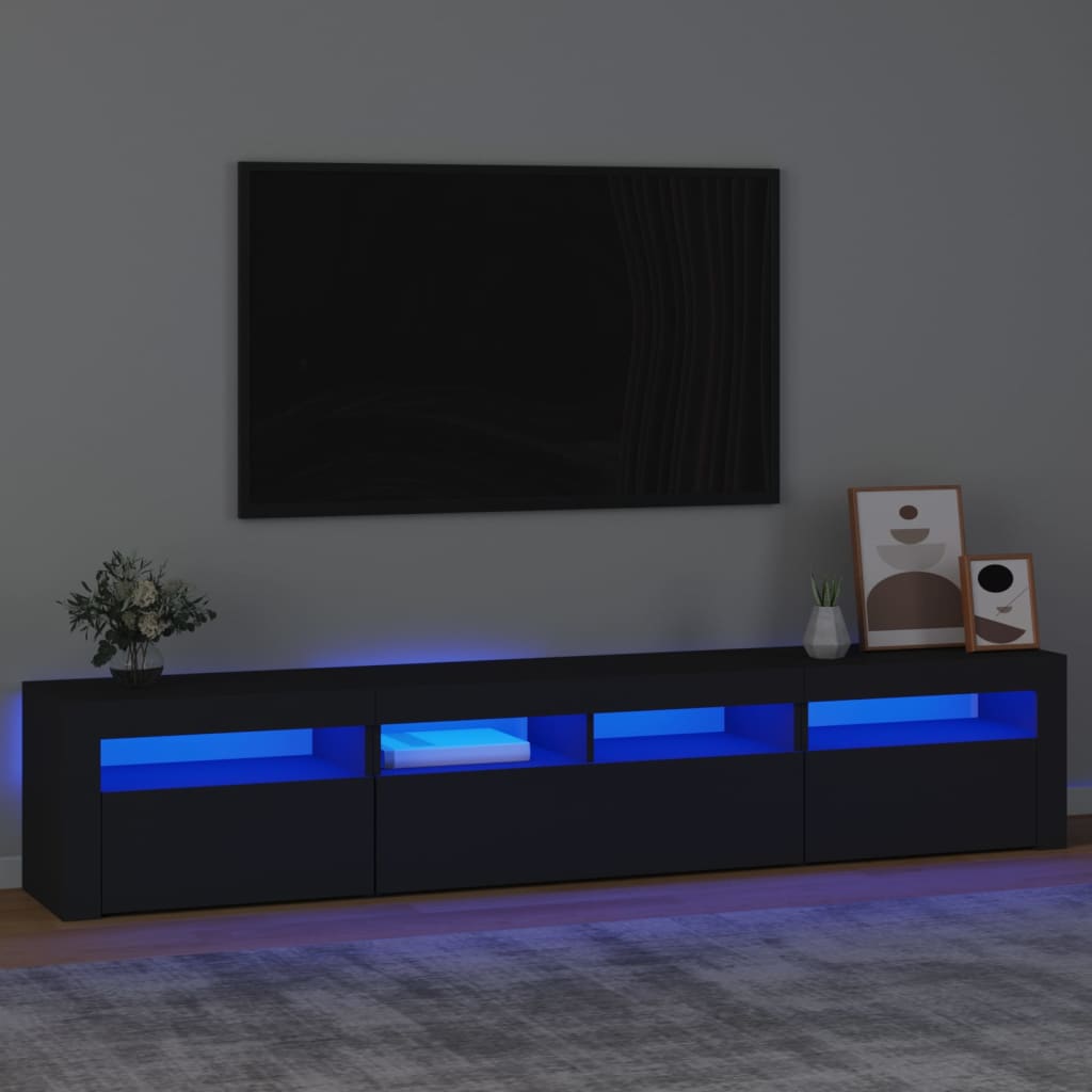 Mobile Porta TV con Luci LED Nero 210x35x40 cm - homemem39