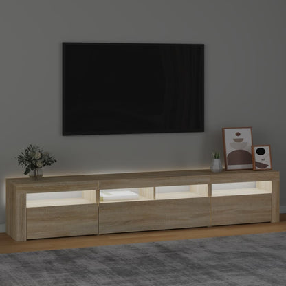 Mobile Porta TV con Luci LED Rovere Sonoma 210x35x40 cm - homemem39