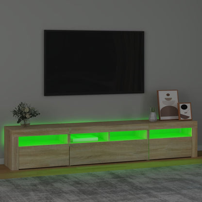 Mobile Porta TV con Luci LED Rovere Sonoma 210x35x40 cm - homemem39