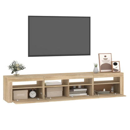 Mobile Porta TV con Luci LED Rovere Sonoma 210x35x40 cm - homemem39