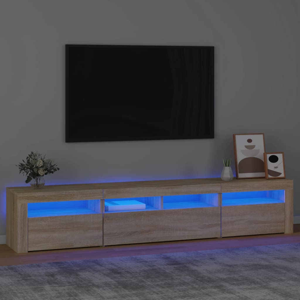 Mobile Porta TV con Luci LED Rovere Sonoma 210x35x40 cm - homemem39