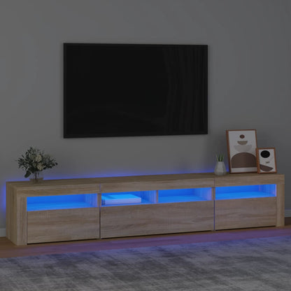 Mobile Porta TV con Luci LED Rovere Sonoma 210x35x40 cm - homemem39