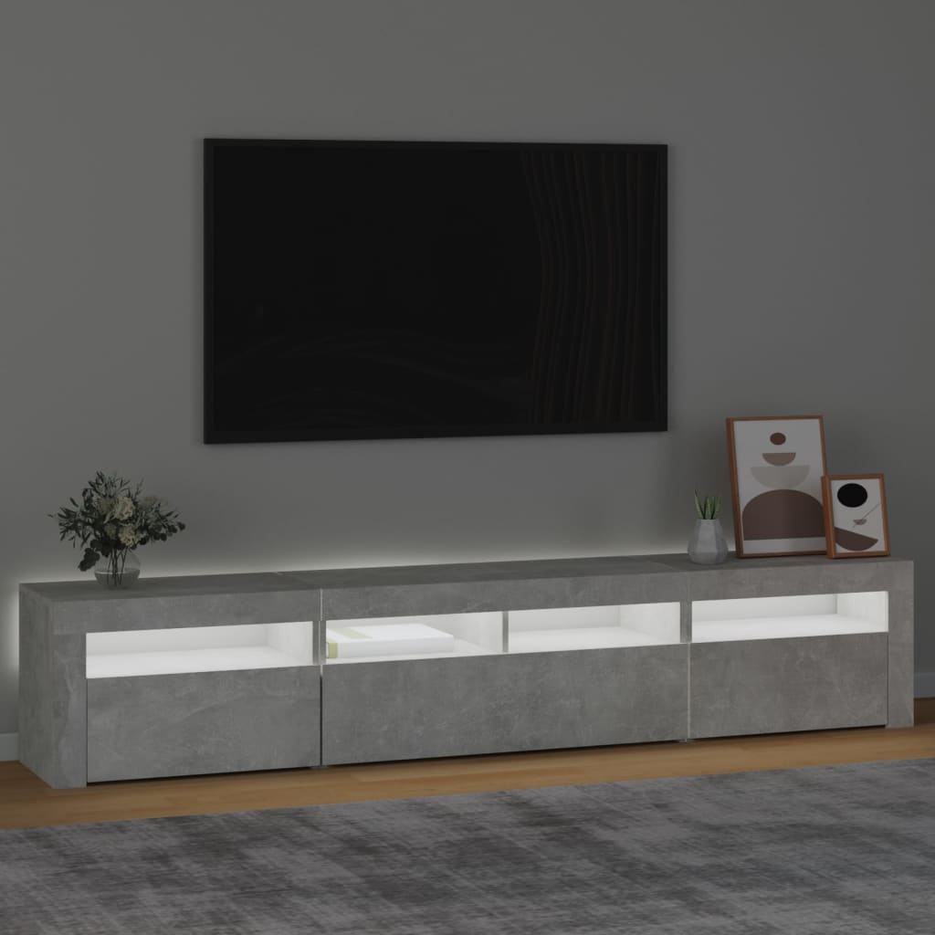 Mobile Porta TV con Luci LED Grigio Cemento 210x35x40 cm - homemem39