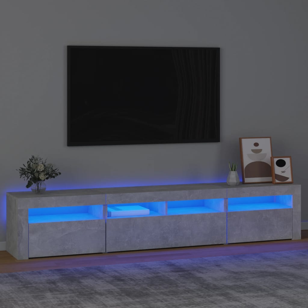 Mobile Porta TV con Luci LED Grigio Cemento 210x35x40 cm - homemem39