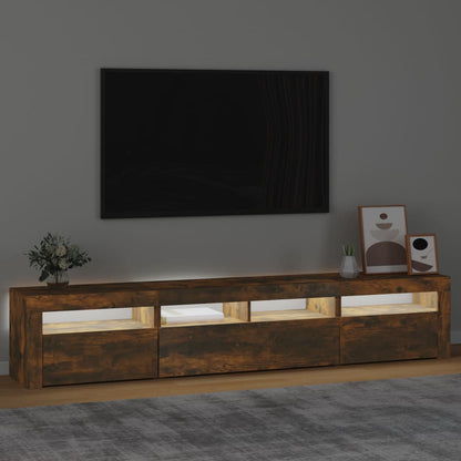 Mobile Porta TV con Luci LED Rovere Fumo 210x35x40 cm - homemem39