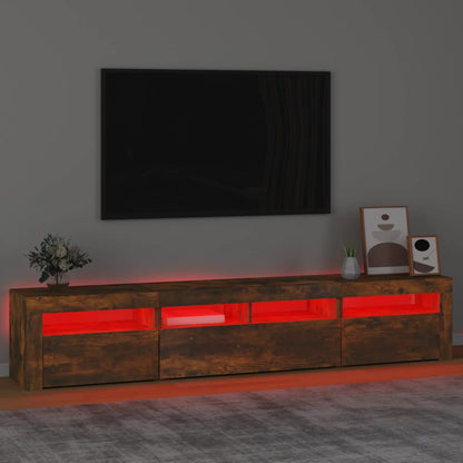 Mobile Porta TV con Luci LED Rovere Fumo 210x35x40 cm - homemem39