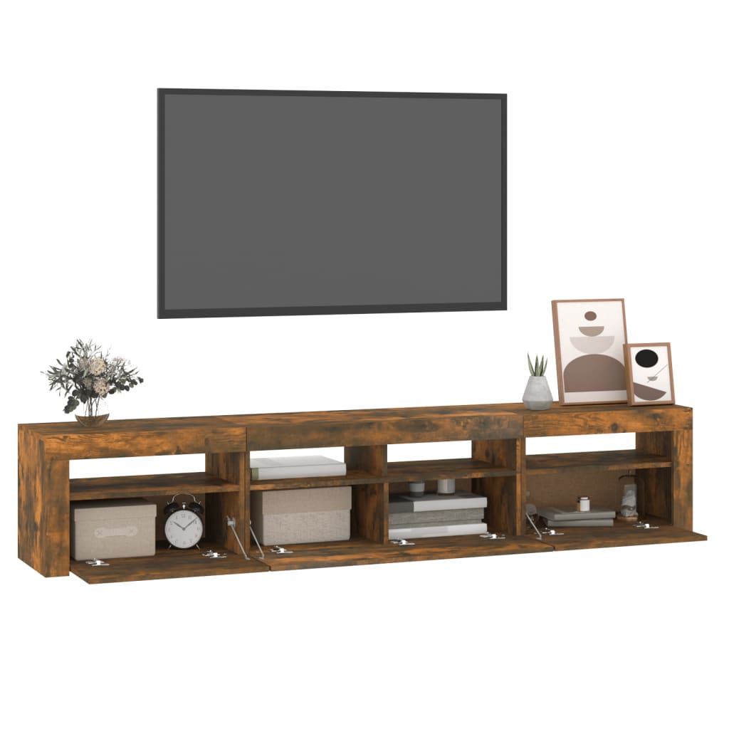 Mobile Porta TV con Luci LED Rovere Fumo 210x35x40 cm - homemem39