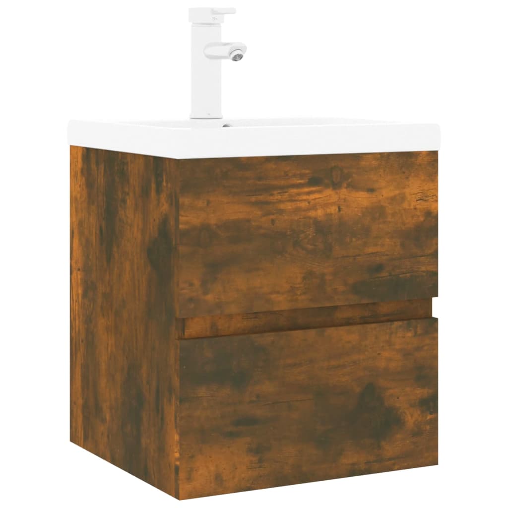 Mobile Bagno con Lavabo Integrato Rovere Fumo Legno Multistrato - homemem39