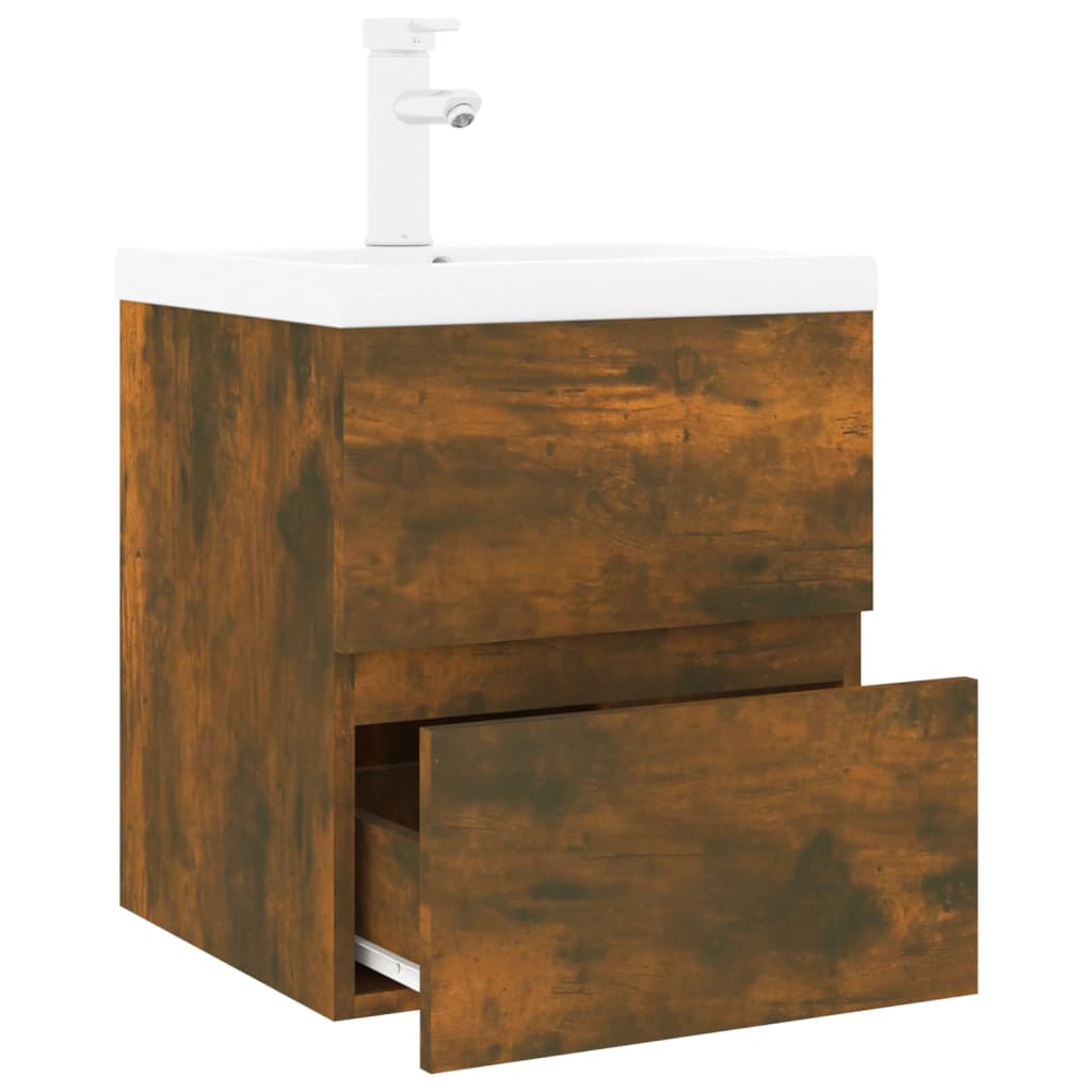 Mobile Bagno con Lavabo Integrato Rovere Fumo Legno Multistrato - homemem39