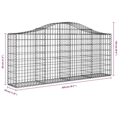 Cesto Gabbione ad Arco 200x30x80/100 cm Ferro Zincato - homemem39