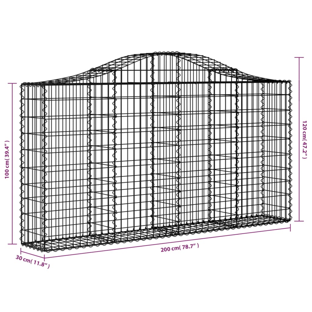 Cesto Gabbione ad Arco 200x30x100/120 cm Ferro Zincato - homemem39