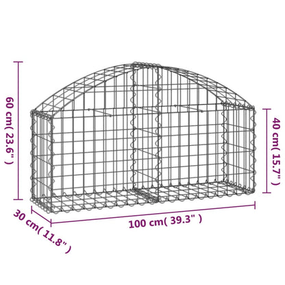 Cesto Gabbione ad Arco 100x30x40/60 cm Ferro Zincato - homemem39