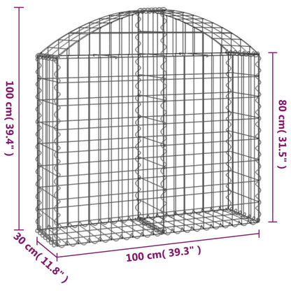 Cesto Gabbione ad Arco 100x30x80/100 cm Ferro Zincato - homemem39