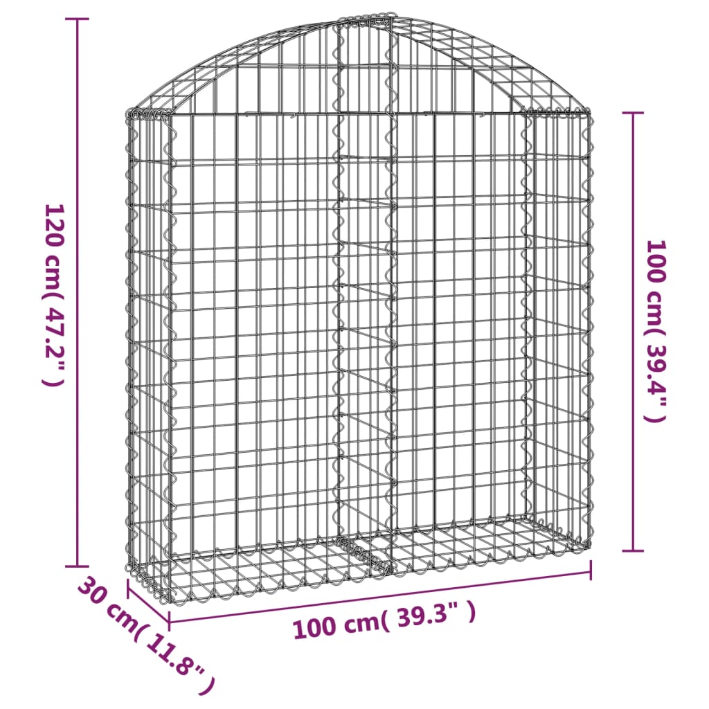 Cesto Gabbione ad Arco 100x30x100/120 cm Ferro Zincato - homemem39