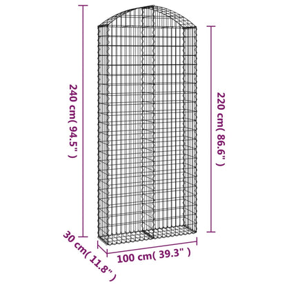 Cesto Gabbione ad Arco 100x30x220/240 cm Ferro Zincato - homemem39