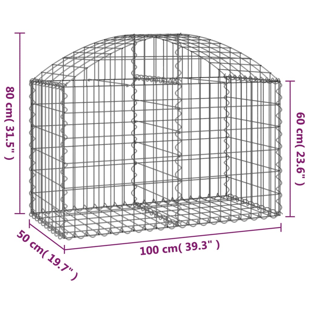 Cesto Gabbione ad Arco 100x50x60/80 cm Ferro Zincato - homemem39