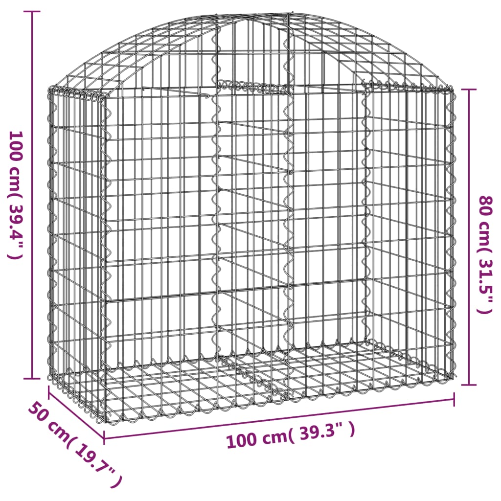 Cesto Gabbione ad Arco 100x50x80/100 cm Ferro Zincato - homemem39